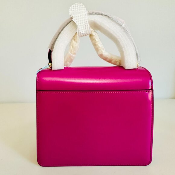 TIFFANY & FRED PARIS SERPENTINE FUCHSIA SMOOTH LEATHER TOP HANDLE CROSSBODY BAG - Picture 7 of 13